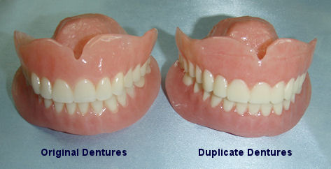 Duplicate dentures, spare dentures, complete dentures, second set dentures, removable teeth, full dentures, false teeth